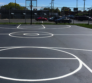 Basketball court striping by Action Pavement Striping in Michigan