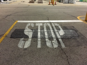 Old STOP road paint